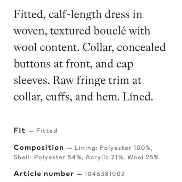 H&M Bouclé Wool-blend Dress NWT - Picture 7 of 8